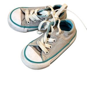 Infant Converse Chuck‎ Taylor Gray and Teal Sneakers Size 4